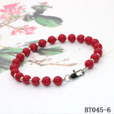 High Red Coral Pearl Bracelet with Lobster Clasp