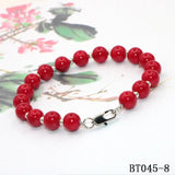 High Red Coral Pearl Bracelet with Lobster Clasp