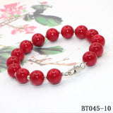 High Red Coral Pearl Bracelet with Lobster Clasp