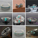 Antique Silver Red Stone Bracelet Bangle Women's Jewelry