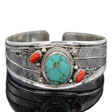 Antique Silver Red Stone Bracelet Bangle Women's Jewelry