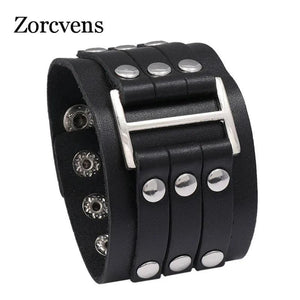 Brown Leather Bracelets for Men Adjustable Cuff Bangle