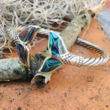 Metal Gradient Mermaid Tail Sleeve Bracelet Abalone Bangle Adjustable