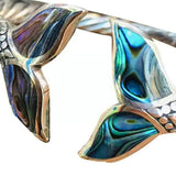 Metal Gradient Mermaid Tail Sleeve Bracelet Abalone Bangle Adjustable