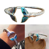 Metal Gradient Mermaid Tail Sleeve Bracelet Abalone Bangle Adjustable