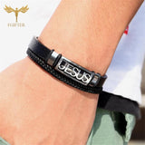 Stainless Steel Christian Jesus Cross Bracelet for Men Women
