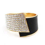 Leather Splicing Bangle For Women Punk Irregular Cuff Bracelet