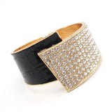 Leather Splicing Bangle For Women Punk Irregular Cuff Bracelet