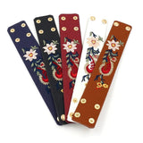 Kirykle Embroidery Flower Bracelet Wide Leather Bangles