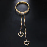Stonefans Glint Heart Rhinestone Arm Bracelet Chain Bridal Bangle
