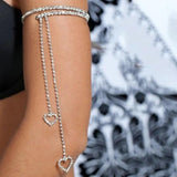 Stonefans Glint Heart Rhinestone Arm Bracelet Chain Bridal Bangle