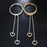 Stonefans Glint Heart Rhinestone Arm Bracelet Chain Bridal Bangle