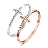Charm Women Cuff Bangles Cross Crystal Bracelets