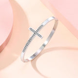 Charm Women Cuff Bangles Cross Crystal Bracelets