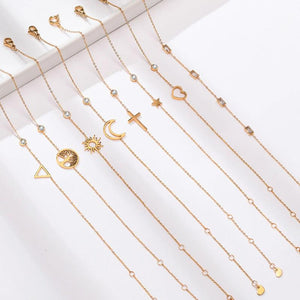 Adjustable Stainless Steel Sun Chain Bracelet, Minimalist Jewelry