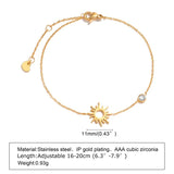 Adjustable Stainless Steel Sun Chain Bracelet, Minimalist Jewelry