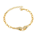 Adjustable Snake Zirconia Bracelet Stainless Steel Chain Jewelry Gift