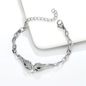 Adjustable Snake Zirconia Bracelet Stainless Steel Chain Jewelry Gift
