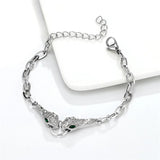 Adjustable Snake Zirconia Bracelet Stainless Steel Chain Jewelry Gift