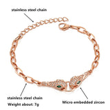 Adjustable Snake Zirconia Bracelet Stainless Steel Chain Jewelry Gift