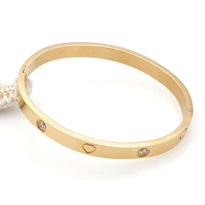 Stainless Steel Crystal Heart Bracelet Women's Jewelry