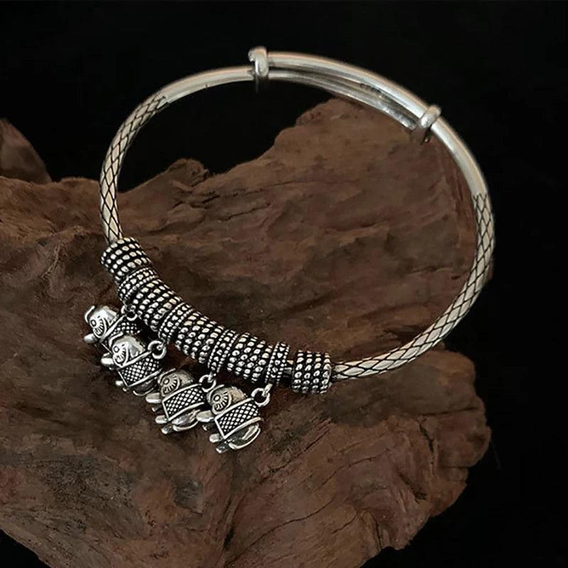 Vintage Flower Tassel Elephant Bracelet
