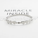 Crystal & 6 Forever Love Peach Heart Bracelets Stainless Steel Bangle
