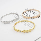 Crystal & 6 Forever Love Peach Heart Bracelets Stainless Steel Bangle
