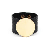 Plaid Leather Bracelet Wide Wrap Charm Bracelet