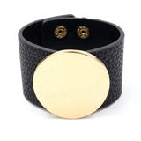 Plaid Leather Bracelet Wide Wrap Charm Bracelet