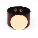 Plaid Leather Bracelet Wide Wrap Charm Bracelet