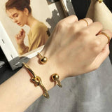 Charm Ball Cuff Bangle Bracelet Stainless Steel Stackable Jewelry