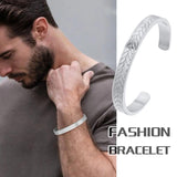 Tire Style Cuff Bangle Bracelet for Men, Stainless Steel Wristband