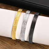 Tire Style Cuff Bangle Bracelet for Men, Stainless Steel Wristband