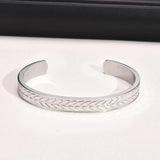 Tire Style Cuff Bangle Bracelet for Men, Stainless Steel Wristband