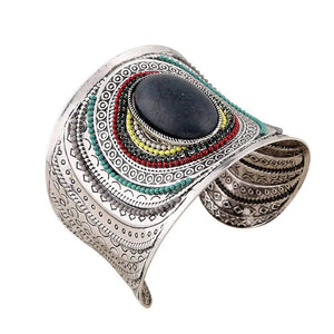 Colorful Oval Cuff Bracelet Enamel Jewelry Bohemian Tibetan Bracelet
