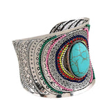 Colorful Oval Cuff Bracelet Enamel Jewelry Bohemian Tibetan Bracelet