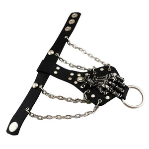 Gothic Spike Skeleton Hand Leather Cuff Bracelet