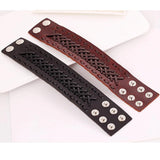 Men Women Punk Leather Braid Wrap Bangle Bracelet Brown Jewelry