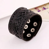 Men Women Punk Leather Braid Wrap Bangle Bracelet Brown Jewelry