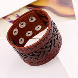 Men Women Punk Leather Braid Wrap Bangle Bracelet Brown Jewelry