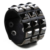 Punk Leather Rivet Cuff Bracelet Women's Wide Bangle