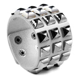 Punk Leather Rivet Cuff Bracelet Women's Wide Bangle
