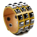 Punk Leather Rivet Cuff Bracelet Women's Wide Bangle
