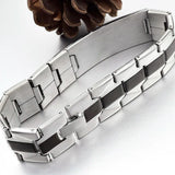 Silver Stainless Steel Cuff Bangle Cross Bracelet Gift