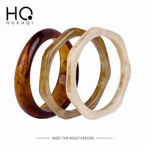 Vintage Resin Acrylic Geometric Square Bangle Bracelet for Women
