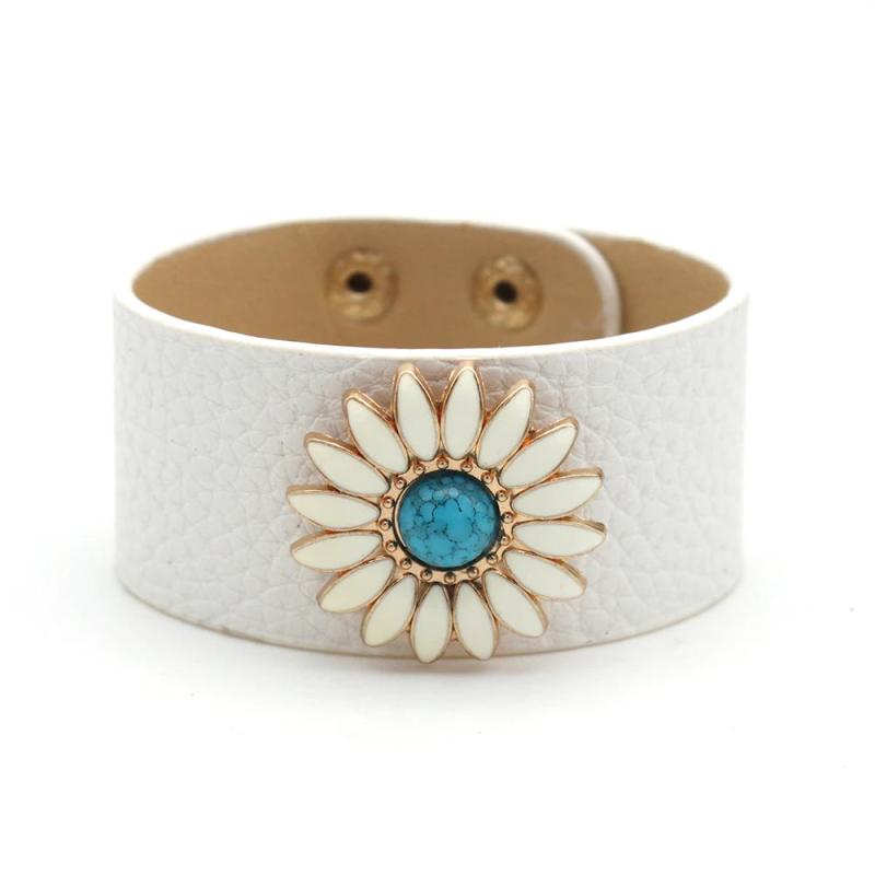 Sunflower PU Leather Bracelet Friendship Couple Jewelry