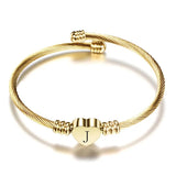 Heart Letter Charm Bracelet Stainless Steel Women's Alphabet Jewelry