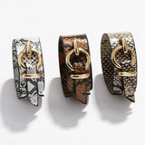 Kirykle Women Bracelet Leopard Leather Bracelets & Bangles Wide Wrap Bracelet