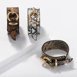 Kirykle Women Bracelet Leopard Leather Bracelets & Bangles Wide Wrap Bracelet